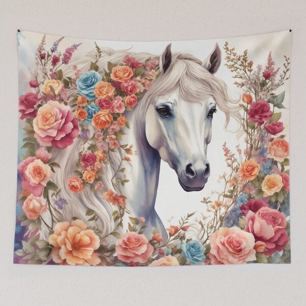 Item preview, Majestic White Horse With Vintage Floral designed and sold by Neranchara.