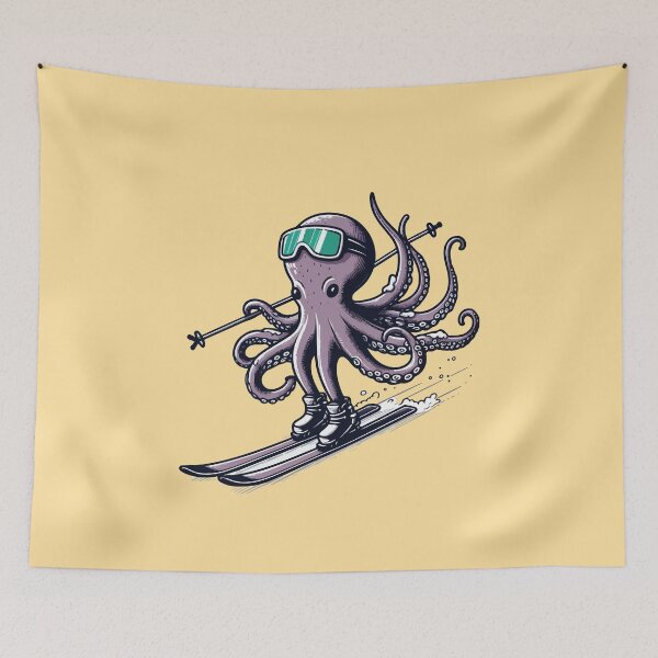 Item preview, Octopus Skiing Funny Octopus Ski Lover Winter Snow Ski Season  designed and sold by wtfbba.
