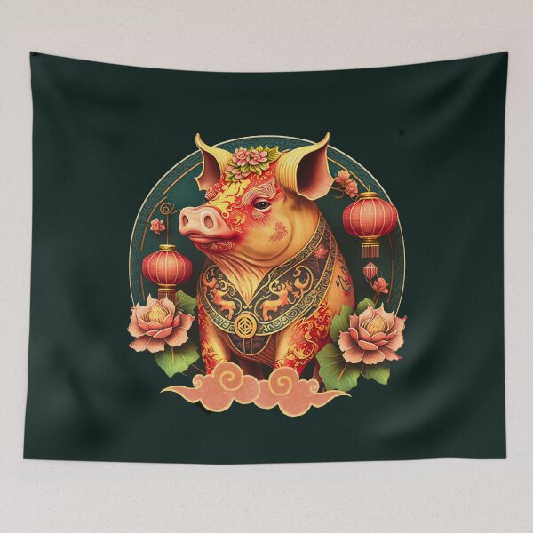 Item preview, Copy of Vintage Pig --Dark Green Background designed and sold by CosmicNook1.