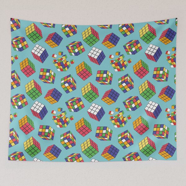 Item preview, Rubiks Cube Pattern on Blue designed and sold by Ayesha Saleem.