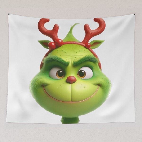 Item preview, The Grinch Head Smiling with Reindeer Antlers Headband - Ugly / Cute designed and sold by erkabees.