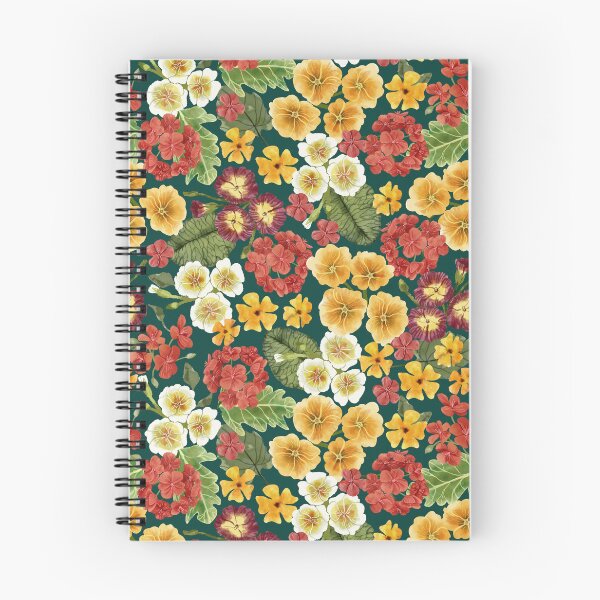 Item preview, Happy Floral with Primroses, Geraniums and Thunbergia, Deep Green Background designed and sold by Carlo-Atzei.