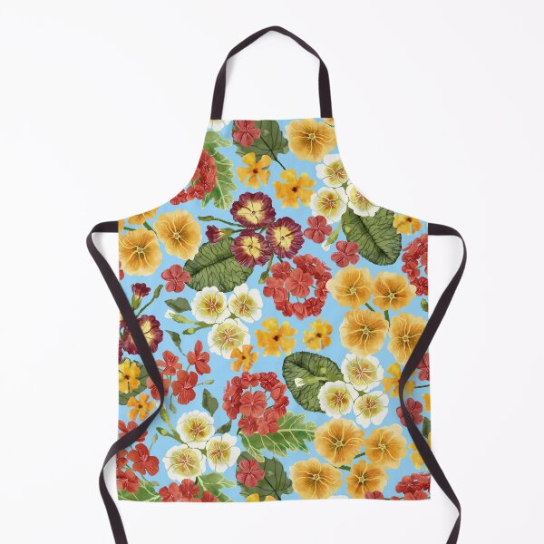 Item preview, Floral with Primroses, Geraniums and Thunbergia, Light Blue Background designed and sold by Carlo-Atzei.