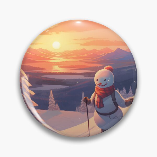 Item preview, Winter Sunset Skiing Adventure with Snowman designed and sold by Shirtastically.