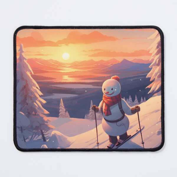 Item preview, Winter Sunset Skiing Adventure with Snowman designed and sold by Shirtastically.