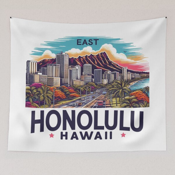 Item preview, Honolulu, Hawaii, Watercolor Illustration designed and sold by PaintMeWorld.
