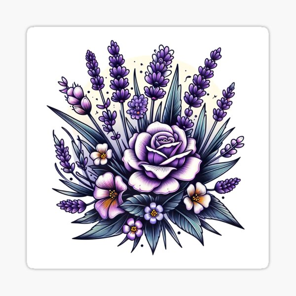 Lavender bouquet tattoo on the right upper arm | Tatoeages