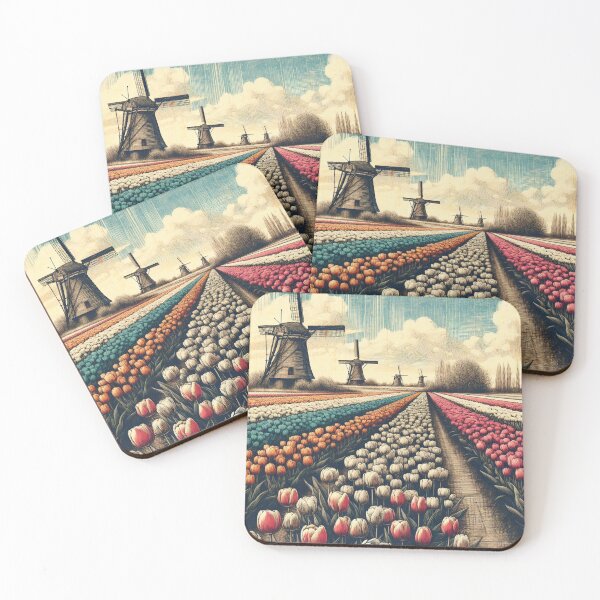 Item preview, Whimsical Tulip Fields and Dutch Windmills designed and sold by PictorialWhimsy.
