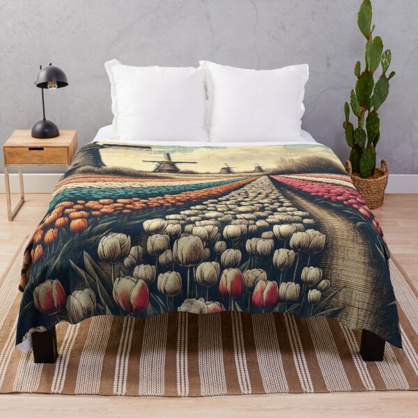 Item preview, Whimsical Tulip Fields and Dutch Windmills designed and sold by PictorialWhimsy.