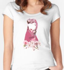 Kirschblüten Tailliertes Rundhals-Shirt