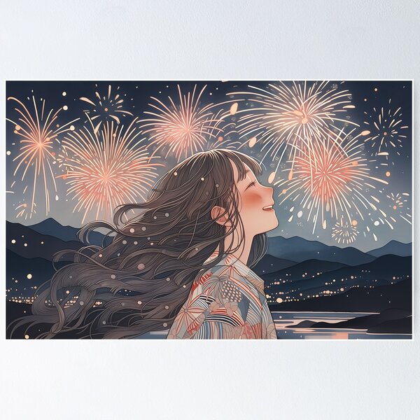 Item preview, Smile Amidst New Year Sparks #1 designed and sold by Miaoart.