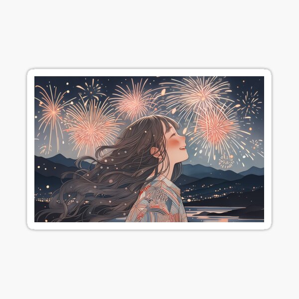 Item preview, Smile Amidst New Year Sparks #1 designed and sold by Miaoart.