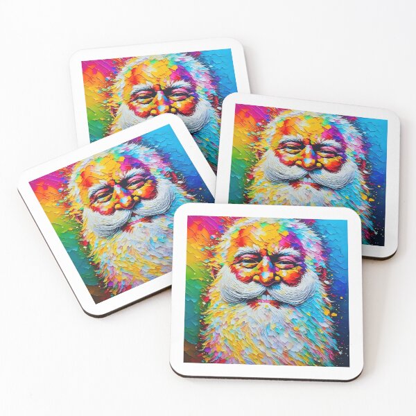 Item preview, Acrylic painting Santa Claus with rainbow colors designed and sold by Trendsecne.