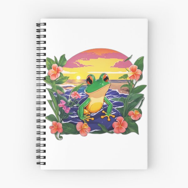 Item preview, Cute Frog on a Beach with Hawaii Orchid Flowers designed and sold by NautiChic.