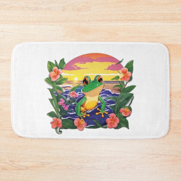 Item preview, Cute Frog on a Beach with Hawaii Orchid Flowers designed and sold by NautiChic.