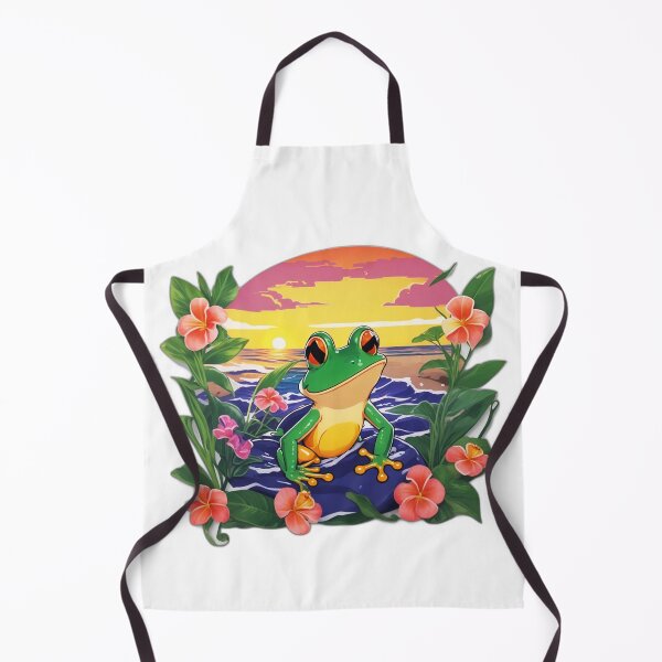 Item preview, Cute Frog on a Beach with Hawaii Orchid Flowers designed and sold by NautiChic.