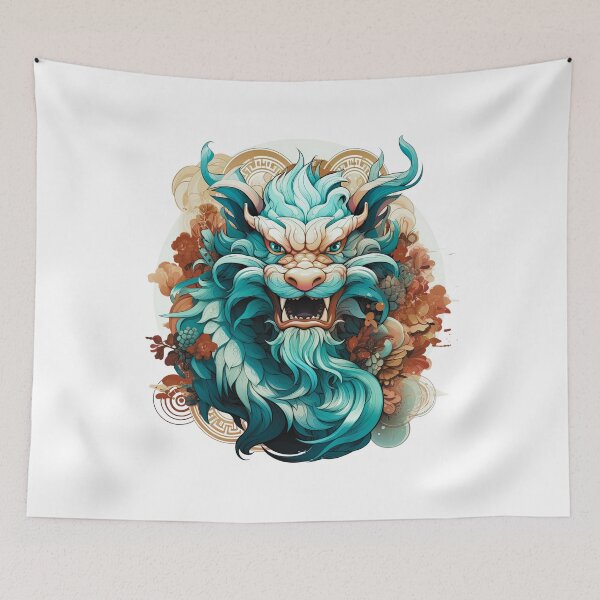 Item preview, Blue dragon Year of the Dragon- chinese Zodiac Theme-black Background designed and sold by CosmicNook1.