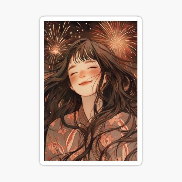 Item preview, Smile Amidst New Year Sparks #2 designed and sold by Miaoart.