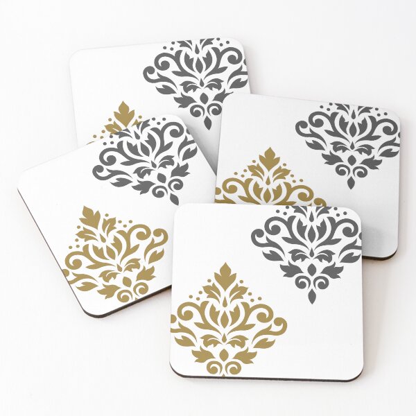Item preview, Scroll Damask Art I Gold Grey White designed and sold by NataliePaskell.