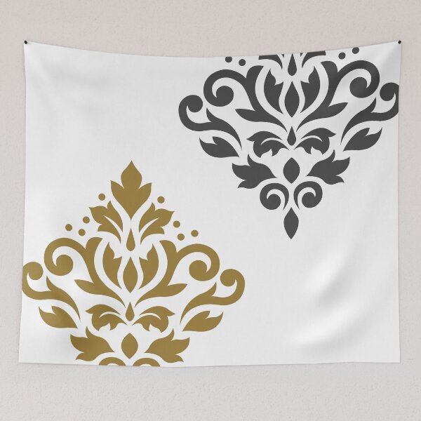 Item preview, Scroll Damask Art I Gold Grey White designed and sold by NataliePaskell.