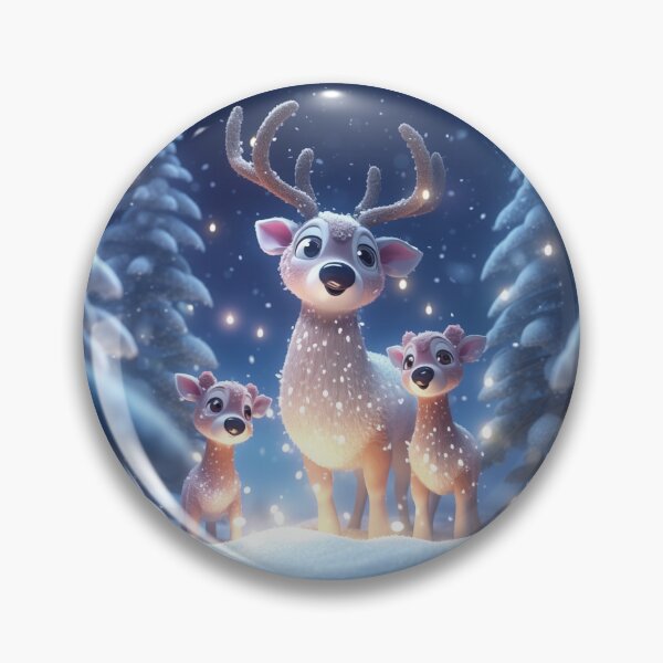 Item preview, Cute Animated Reindeer mother and babies on a spectacular winter Christmas Eve. designed and sold by FoxDesignStudio.