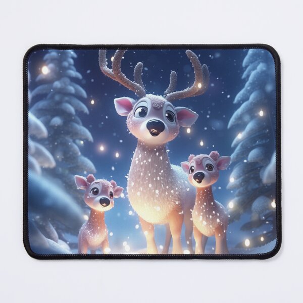 Item preview, Cute Animated Reindeer mother and babies on a spectacular winter Christmas Eve. designed and sold by FoxDesignStudio.