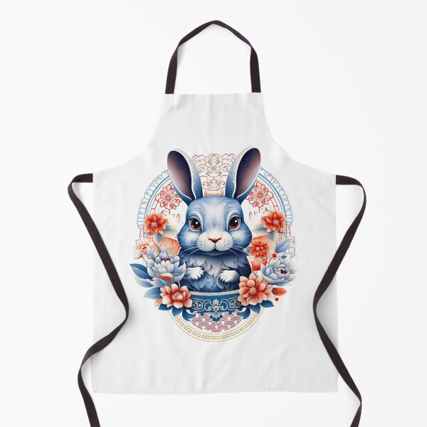 Item preview, Vintage Red and Blue Rabbit-Year of the Dragon- chinese Zodiac Theme- white Background designed and sold by CosmicNook1.
