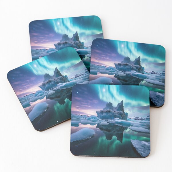 Item preview, Iceland landscape with aurora night sky in long exposure - Landscape photography designed and sold by TheArtistOf2022.