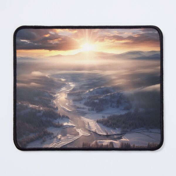 Item preview, Aerial Misty forest in Winter snow at sunset long exposure - Landscape photography designed and sold by TheArtistOf2022.