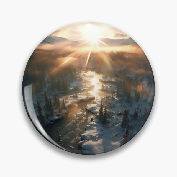 Item preview, Aerial Misty forest in Winter snow at sunset long exposure - Landscape photography designed and sold by TheArtistOf2022.