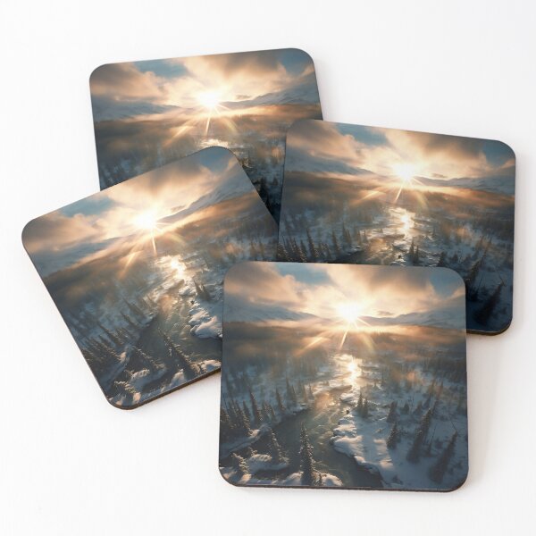 Item preview, Aerial Misty forest in Winter snow at sunset long exposure - Landscape photography designed and sold by TheArtistOf2022.