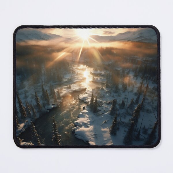 Item preview, Aerial Misty forest in Winter snow at sunset long exposure - Landscape photography designed and sold by TheArtistOf2022.