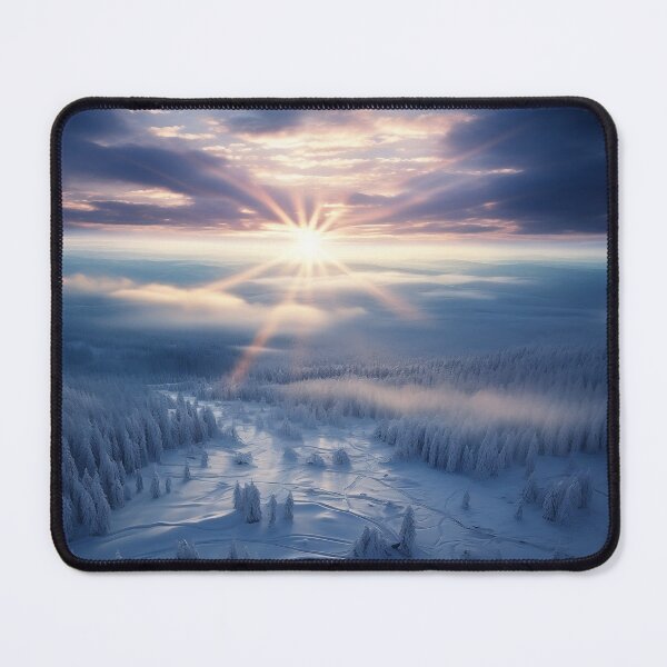 Item preview, Aerial Misty forest in Winter snow at sunset long exposure - Landscape photography designed and sold by TheArtistOf2022.