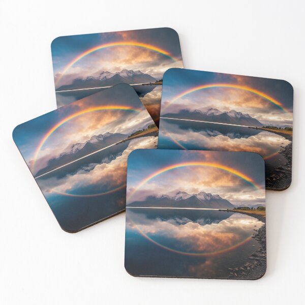 Item preview, Mountains and trees in lake at sunset in long exposure - Landscape photography designed and sold by TheArtistOf2022.