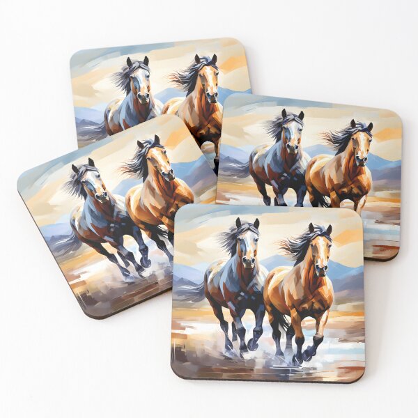 Item preview, Abstract style picture of American Mustang horses designed and sold by Petalandfur.