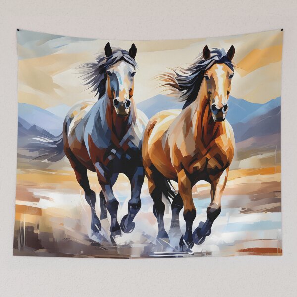 Item preview, Abstract style picture of American Mustang horses designed and sold by Petalandfur.