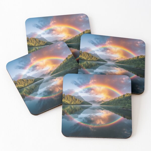 Item preview, Mountains and trees in lake at sunset in long exposure - Landscape photography designed and sold by TheArtistOf2022.