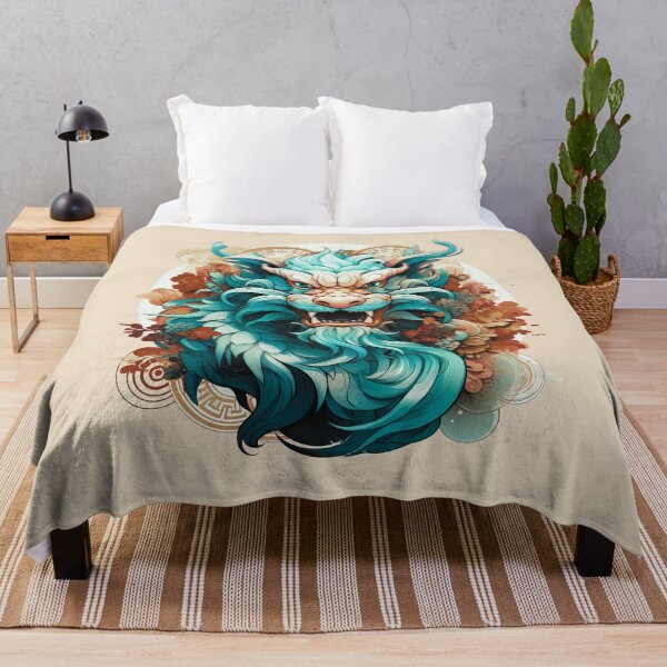 Item preview, Blue dragon Year of the Dragon- chinese Zodiac Theme-oatmeal Background designed and sold by CosmicNook1.