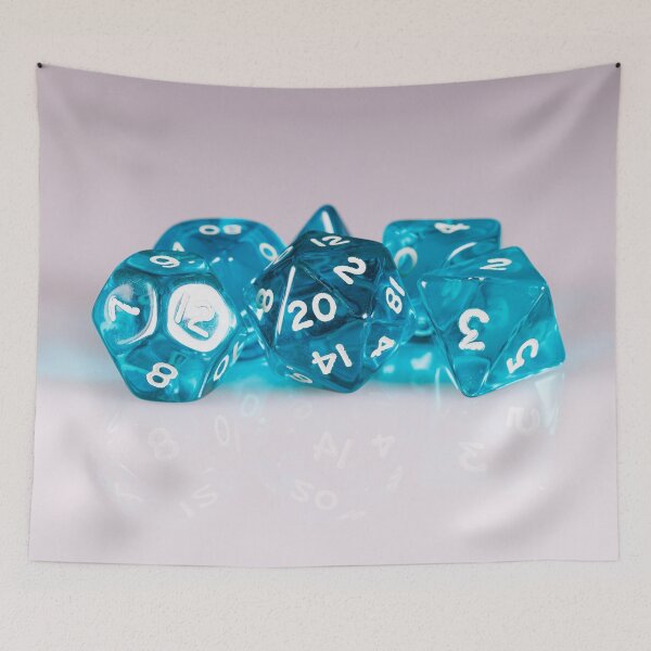 Item preview, A full set of turquoise gaming dice on a white background designed and sold by Giuseppe Cammino.