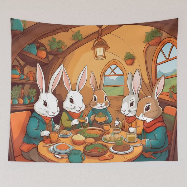 Item preview, Bunnies Having Lunch Artwork designed and sold by WildlifeInc.