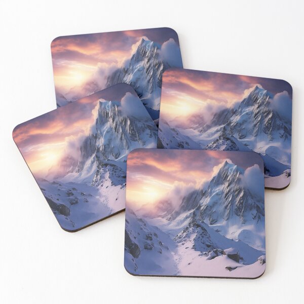 Item preview, Mountain and trees in Winter at sunrise - Landscape photography designed and sold by TheArtistOf2022.