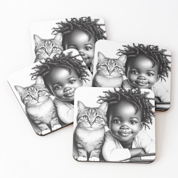 Item preview, Feline Elegance: A Timeless Portrait of Girl and Cat designed and sold by SuzieNgatia.