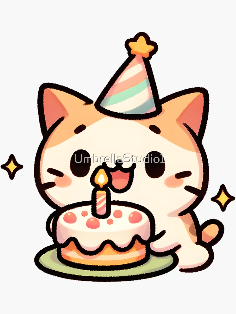 Cat and birthday cake