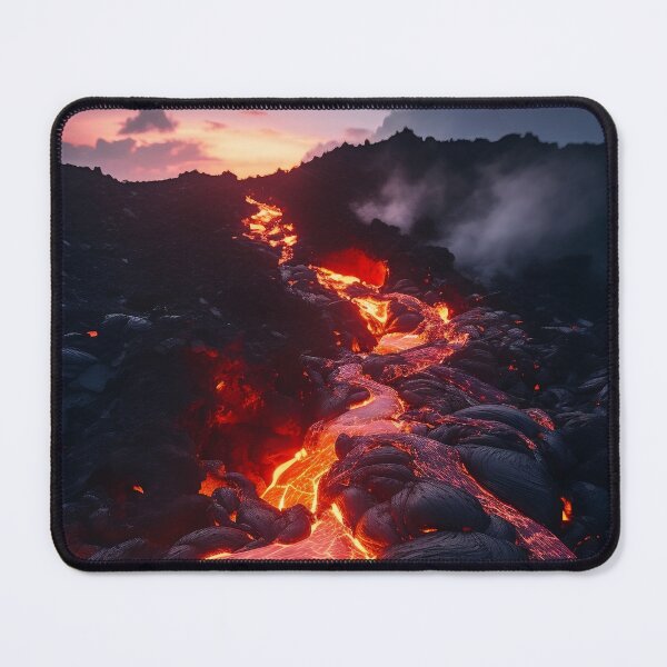 Item preview, Volcano eruption with lava in ground at sunset - Landscape photography designed and sold by TheArtistOf2022.