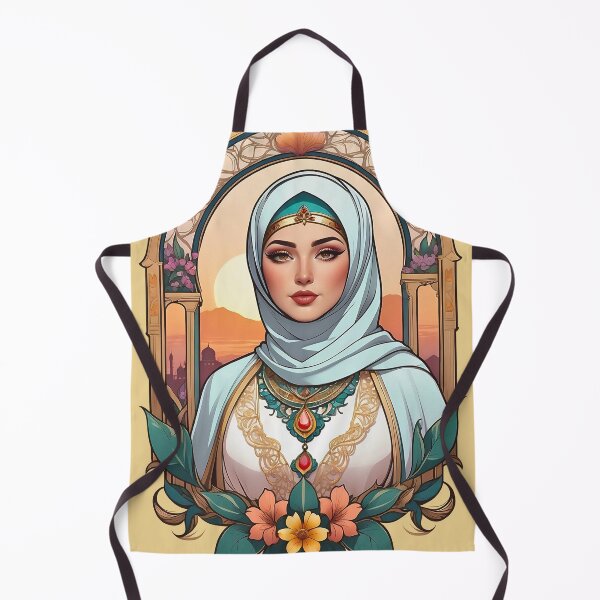 Item preview, Muslim Woman with Hijab vintage Arabic floral design designed and sold by BorgSpareParts.