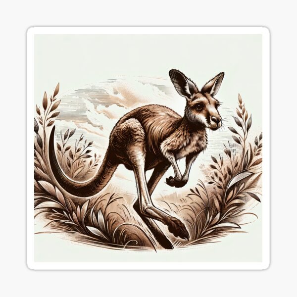 Item preview, Vintage Kangaroo in Serene Outback designed and sold by PictorialWhimsy.