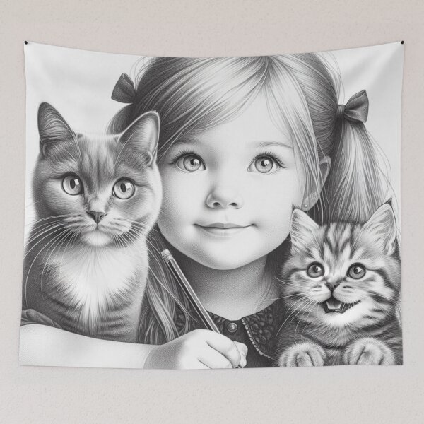 Item preview, Silent Symphony: Captivating Portrait of Girl and Cat designed and sold by SuzieNgatia.