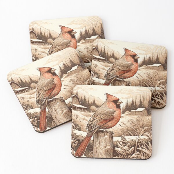 Item preview, Cardinal's Dawn Chorus Over Wild Terrain designed and sold by PictorialWhimsy.