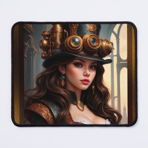 Item preview, I Am Full Of Secrets Steampunk Anime Girl Enchanting Portrait AI Concept Art by Xzendor7 designed and sold by Xzendor7 Digital Art Creations.