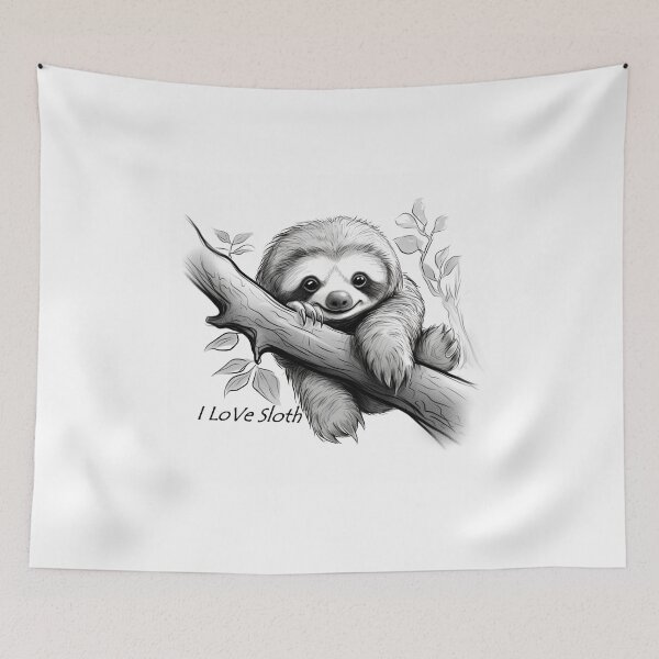 Item preview, I Love Sloth Art Black & White designed and sold by redstar19.